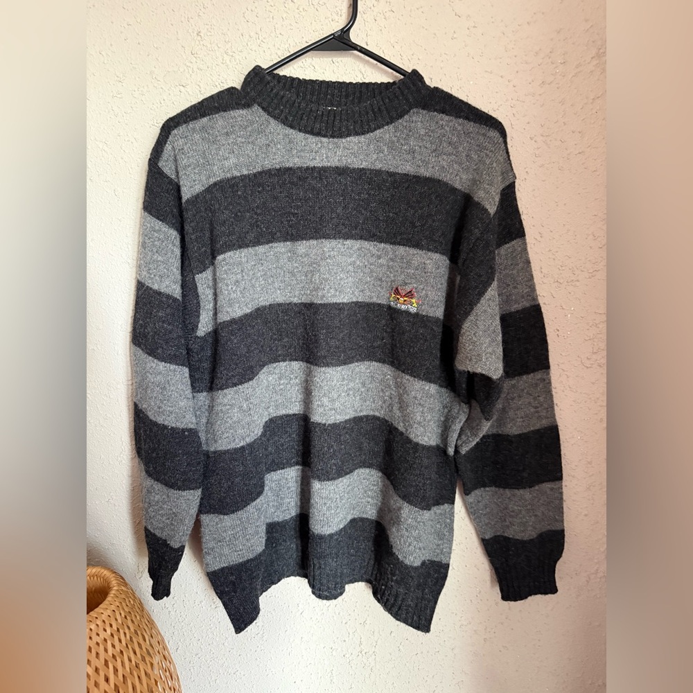 United Colors Of Benetton Gray & Charcoal Striped Crewneck Sweater